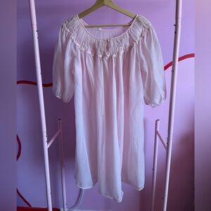 Light Pink Sheer Nightgown / duster with Lace Trim